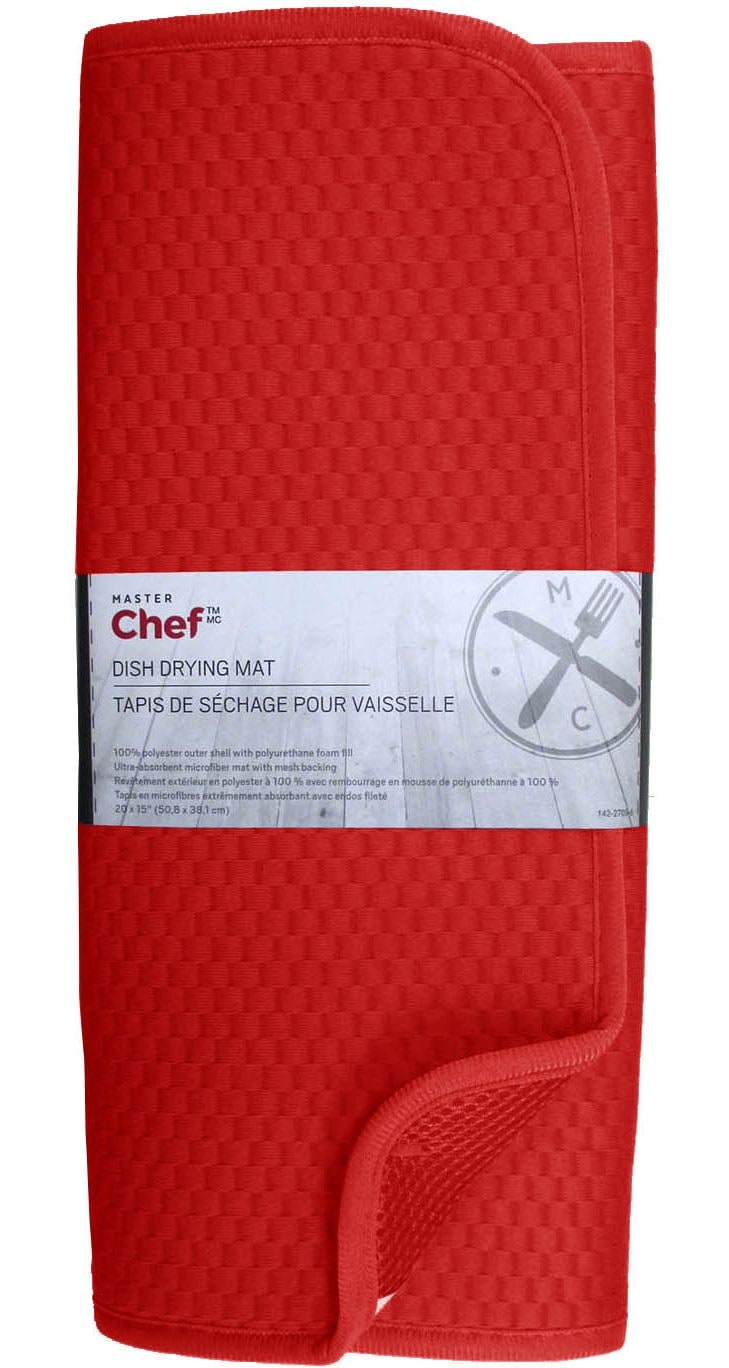 Microfiber Dish Drying Mat, Reversible, 15-in x 20-in, Red C4426