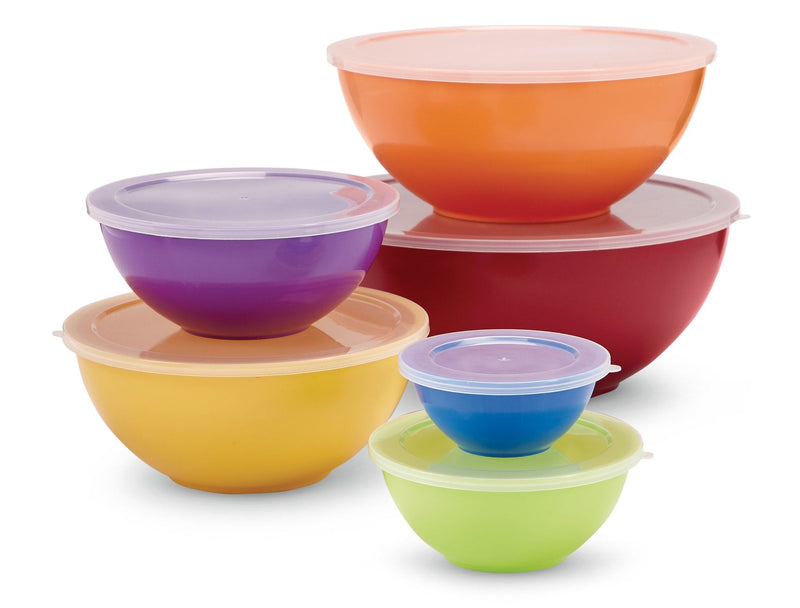 Plastic Mixing Bowl Set with Lids, Assorted Sizes, 6-pk T1808