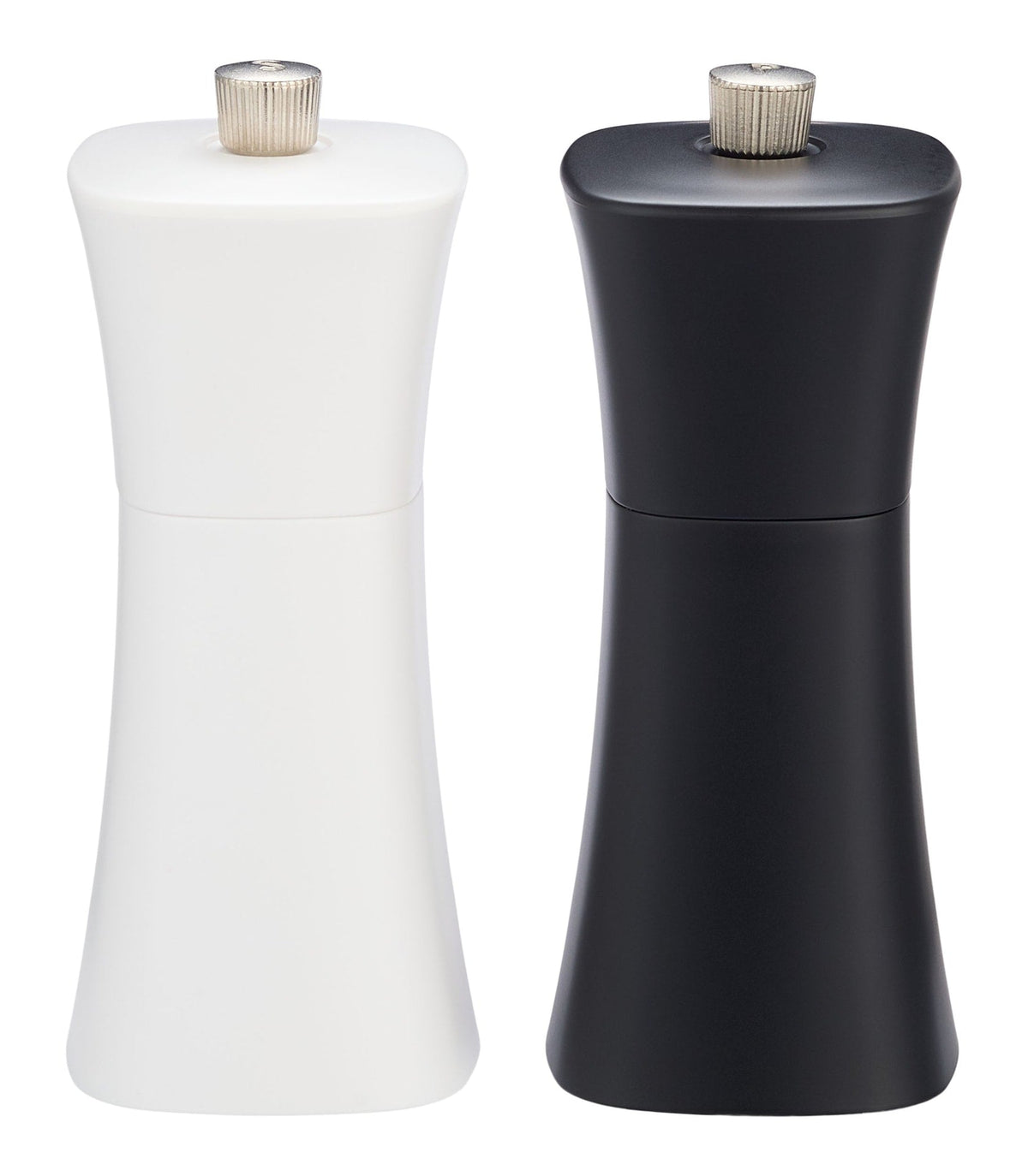 Plastic Salt & Pepper Grinder Set, Black & White