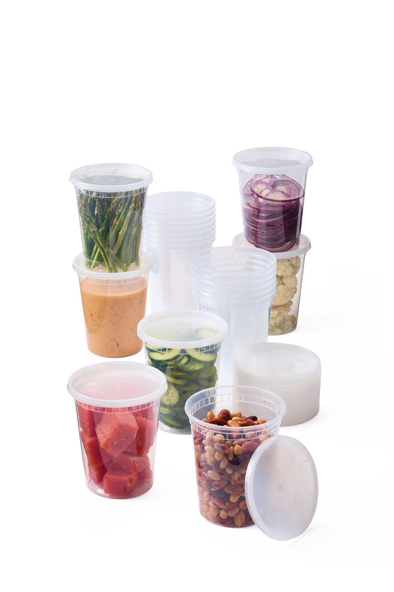 Round Plastic Deli-Style Food Storage Container Set, 32-oz, 40-pc T9483