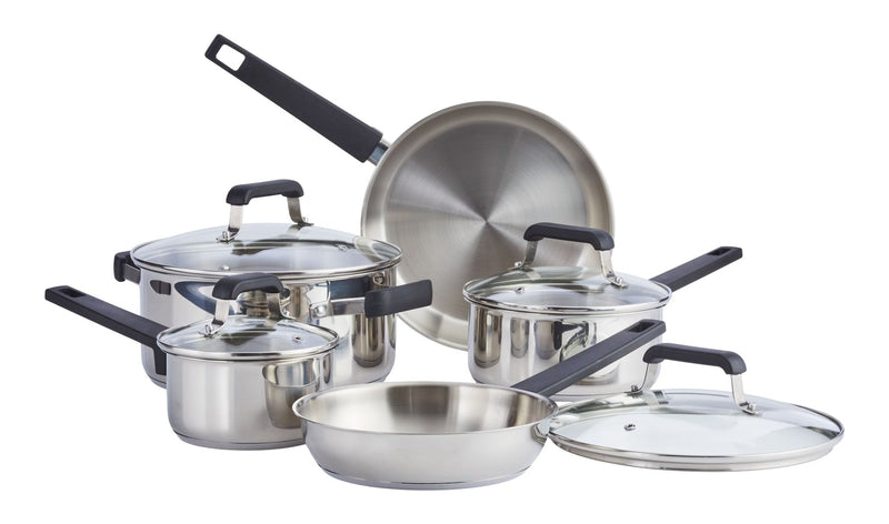Stainless Steel Cookware Set with Glass Lids, 9-pc K6781