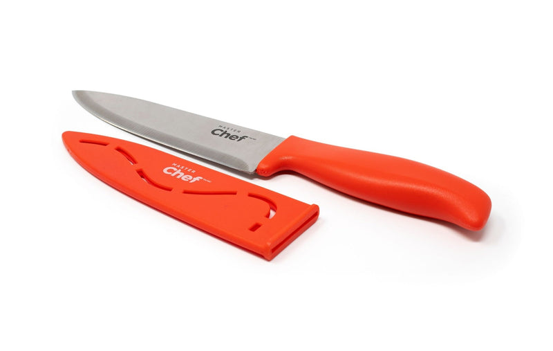 Stainless Steel Knife with Sheath, 6-in, Assorted Colours V1428