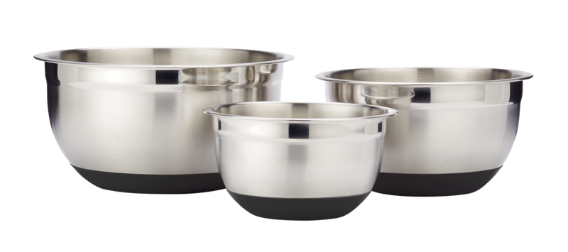 Stainless Steel Mixing Bowl Set with Non-Slip Bottom, Assorted Sizes, 3-pc G1906