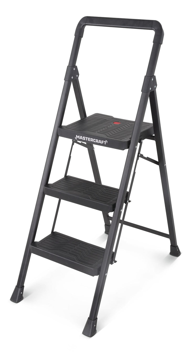 3-Step Metal/Plastic Folding Step Stool, 250-lb, 3.9 ft C6084