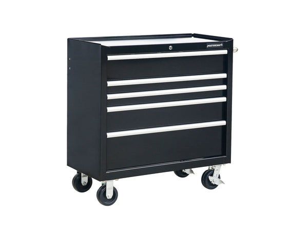 5-Drawer Powder-Coated Steel Tool Cabinet, Black, 36-in Q9060