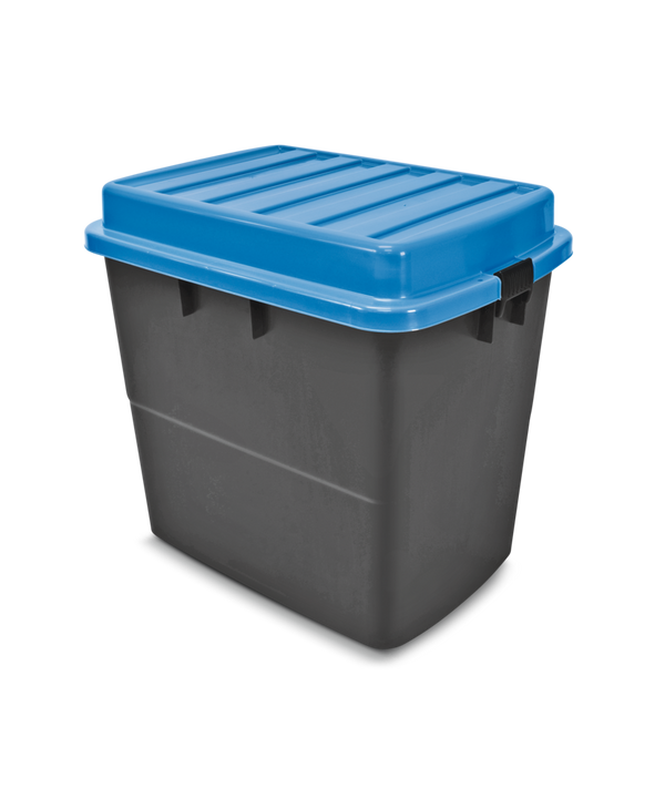 Heavy Duty Storage Box with Wheels and Latched Lid, 210-L, Black/Blue L151