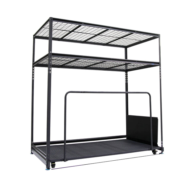 Seasonal Storage Rack with Rolling Platform Cart, Black, 65.5-in x 35.5-in x 68-in V1740
