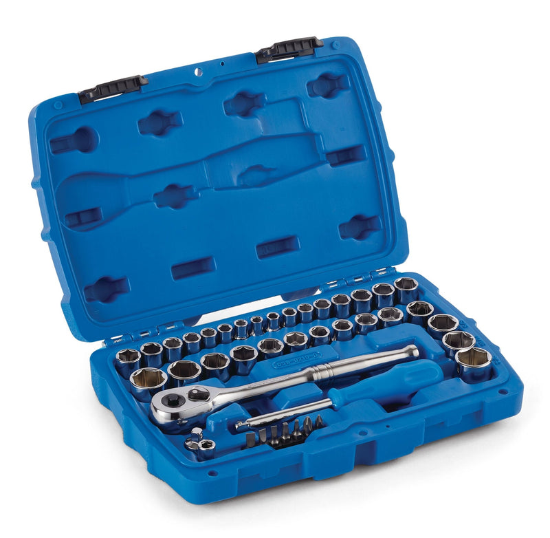 Socket Set, SAE / Metric, CRV, Nickel-Chrome Plating, 41-pc V7188