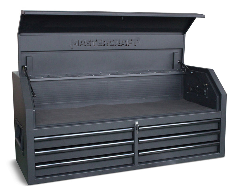 Tool Chest with 6 Drawers, Power Bar with USB, Black, 52-in B0359