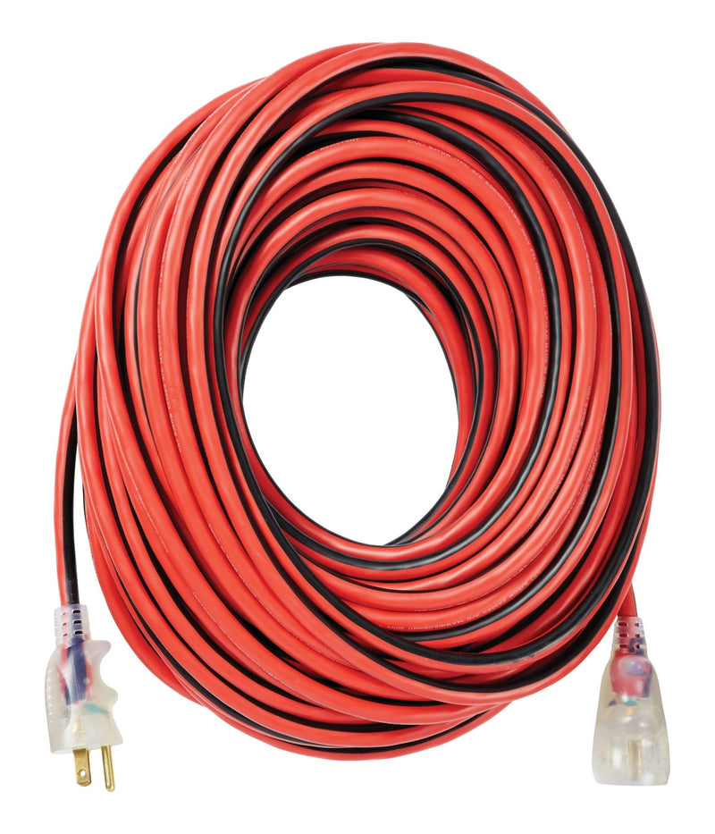 100-ft 14/3 Outdoor Extension Cord with Grounded Outlet, Lighted End and Locking Connector, Hi-Visibility O2842