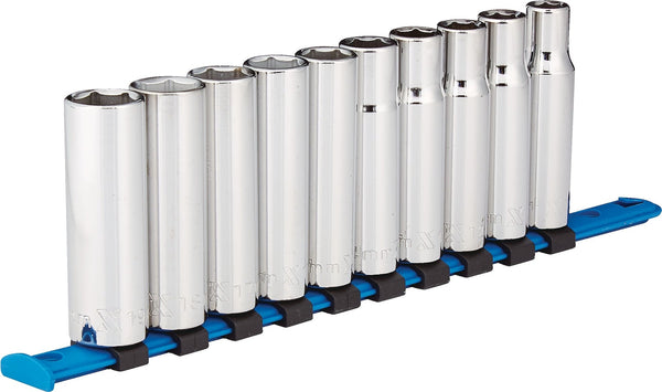 1/2-in Drive 6 Pt. Deep Socket Set, Metric, Nickel-Chrome Plating, 10-pc U3482