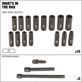 1/2-in Drive Professional Grade Impact Sockets Set, 18-pc, Metric