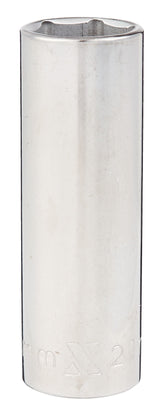 21mm 1/2-in Drive Deep Socket 6-Point, CRV, Chrome Plating