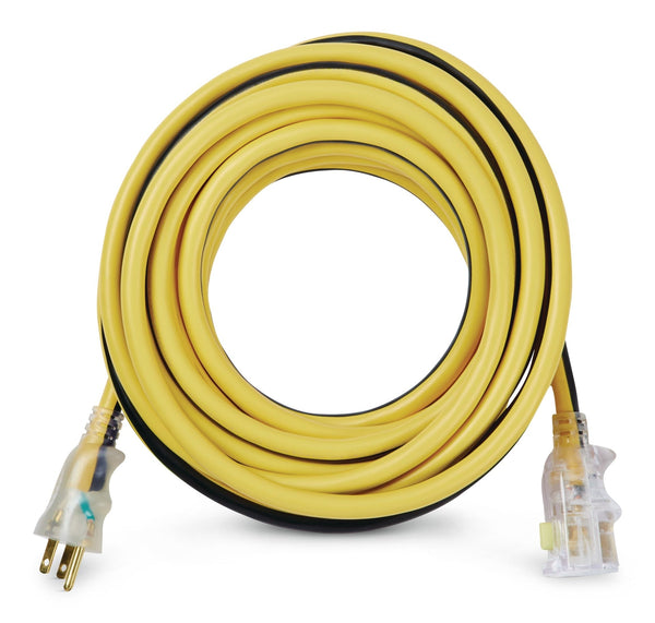 25-ft 12/3 Outdoor Extension Cord with Grounded Outlet, Lighted End and Locking Connector, Yellow/Black H5858