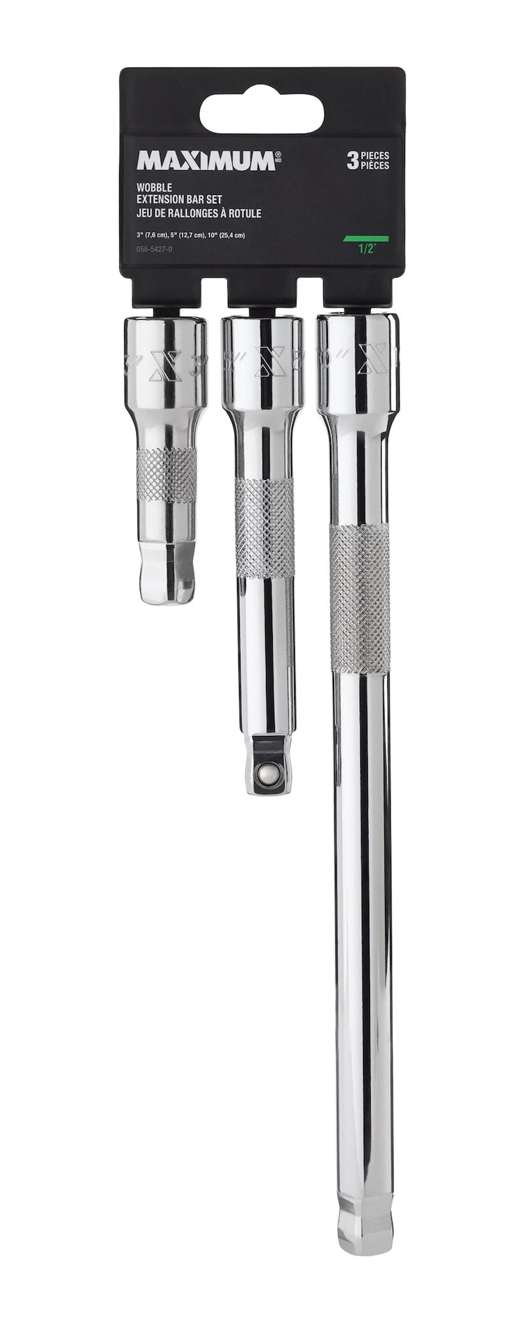 3 Piece 1/2" Drive Wobble Extension Bar Set