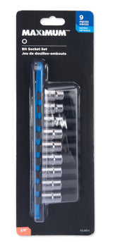3/8-in Drive Hex Bit Socket Set, Chrome-Plated, 9-pc, Metric