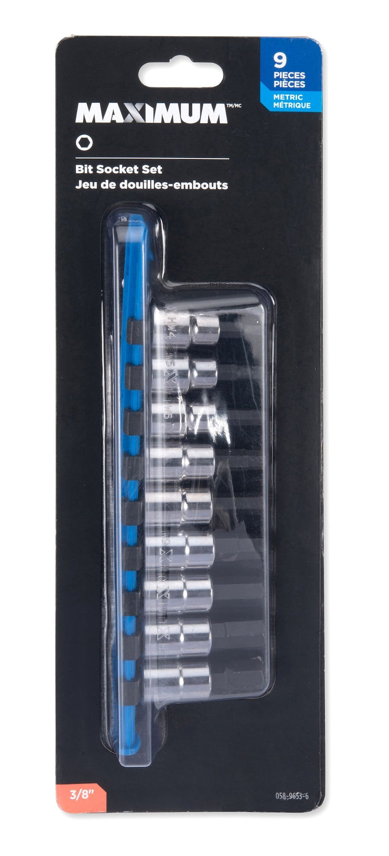 3/8-in Drive Hex Bit Socket Set, Chrome-Plated, 9-pc, Metric Q9256