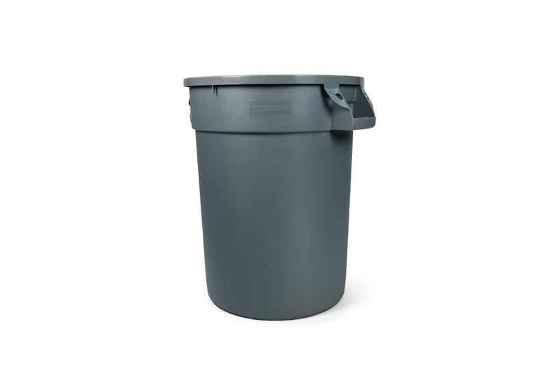 Commercial Circular Outdoor Garbage Can with Lid, Grey P3841