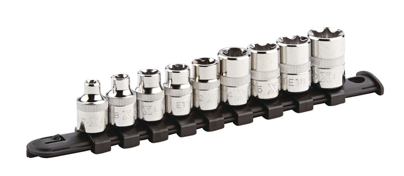 E-Star-drive Bit Socket Set, Chrome-Plated, 9-pc X0340