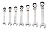 Flexhead Ratcheting Wrench Set, Alloy Steel, Metric, 7-pc