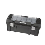 Heavy-Duty Plastic Tool Box with Removable Tray & Organizer, 26-in, Black