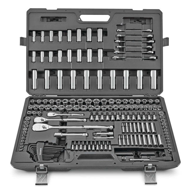 Professional Grade Socket Set, 224-pc, CRV, Nickel-Chrome Plating B3038