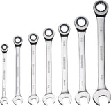 Ratcheting Wrench Set, SAE, Nickel-Chrome Plating, 7-pc