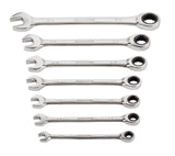 Ratcheting Wrench Set, SAE, Nickel-Chrome Plating, 7-pc