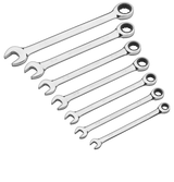 Ratcheting Wrench Set, SAE, Nickel-Chrome Plating, 7-pc