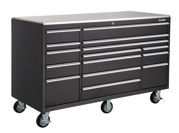 Rolling Tools Storage Cabinet with 15 Drawers, Black, 72-in x 30-in C1480