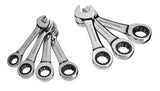 Stubby Ratcheting Wrench Set, Metric, Nickel-Chrome Plating, 7-pc
