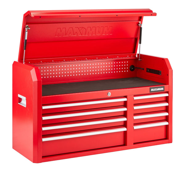 Tool Storage Chest, 8-Drawer, Built-In Power Bar with USB, 47-in, Red V8807