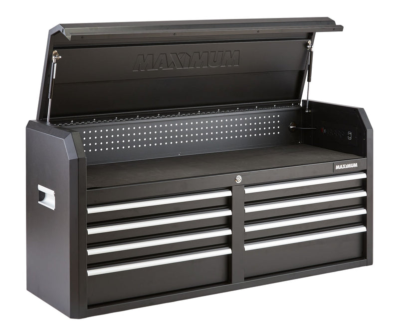 Tool Storage Chest, Built-In Power Bar with USB, 8-Drawer, 56-in, Matte Black B8640