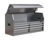 Tool Storage Chest with 6 Drawers, Powerbar with USB, Stainless Steel, 56-in