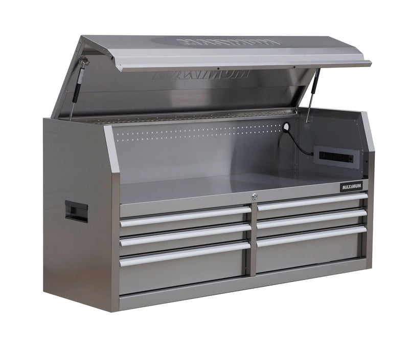 Tool Storage Chest with 6 Drawers, Powerbar with USB, Stainless Steel, 56-in I5223