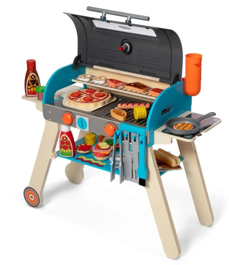 Wooden Deluxe Barbecue Grill, Smoker and Pizza Oven Playset, Ages 3+ T9580