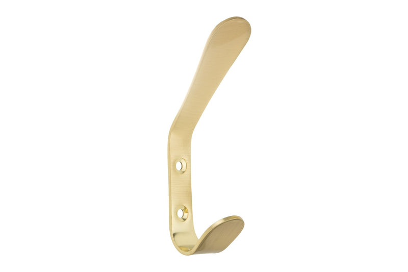 Metal Utility Double Hook, Satin Brass D9816