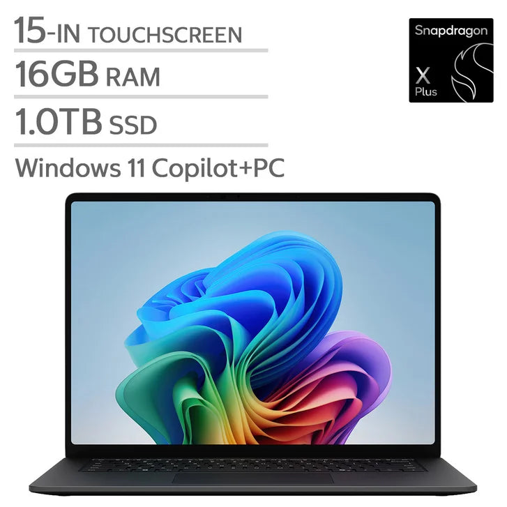 Microsoft Surface 15.0-in. Copilot+ PC Touchscreen Laptop, Qualcomm Snapdragon X2 Plus - 16GB RAM, 1 TB SSD - Black G4753