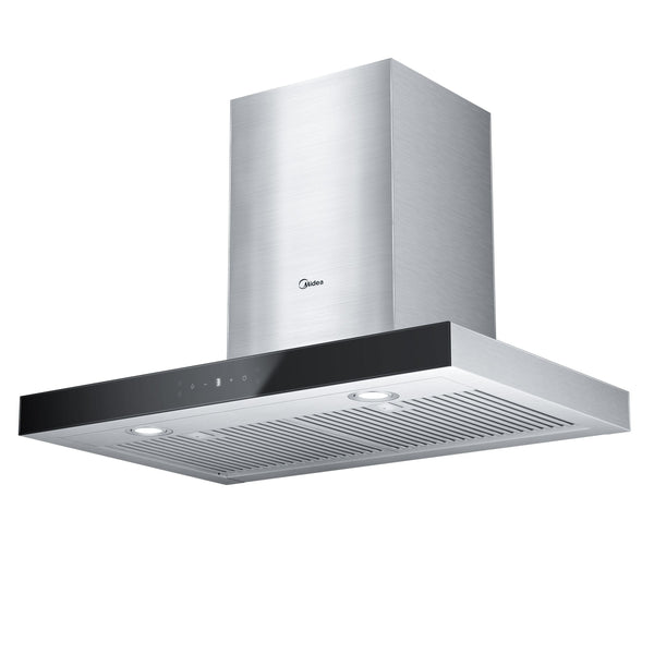 Glass 450CFM T-Shape Kitchen Exhaust Fan Range Hood with Gesture Controls, Stainless Steel, 30-in D2513