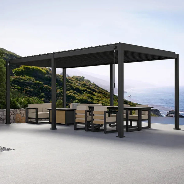 Mirador 10 ft. x 20 ft. Adjustable Louvered Aluminum Pergola R9960