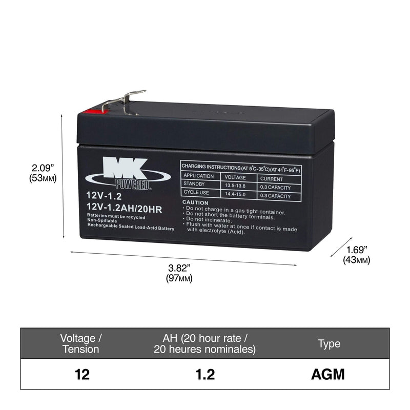 12-Volt 1.2 Ah SLA Battery, F1 Terminal O177