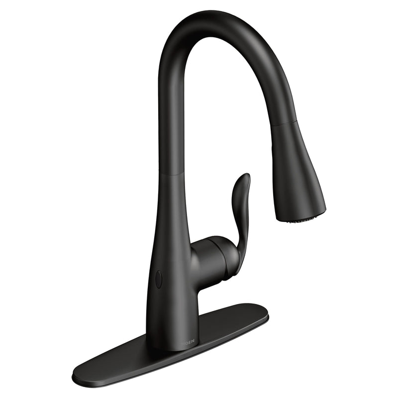 Arbor Single Handle Touchless Pull Down Sprayer Kitchen Faucet with & Power Clean, Matte Black R9927