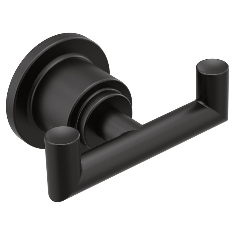 Arris Modern Double Robe Hook, Matte Black T5820
