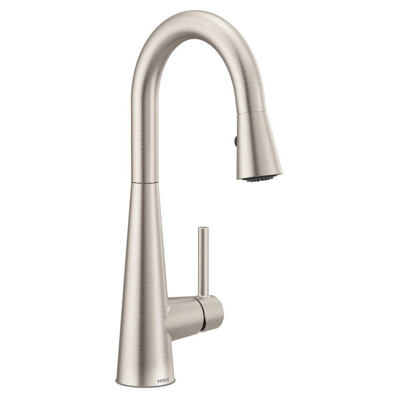 Sleek Single Handle High Arc Pull Down Spot-Resist Kitchen Faucet, Stainless Steel Y5234