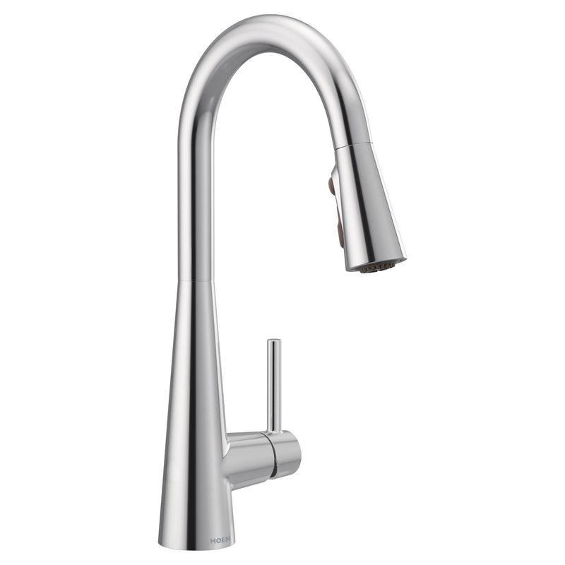 Sleek Single Handle High Arc Pull Down Sprayer Kitchen Faucet with Power Boost, Chrome V1856