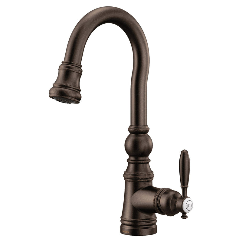 Weymouth Single Handle High Arc Pull Down Sprayer Kitchen Faucet with Power Clean, Oil Rubbed Bronze G3673