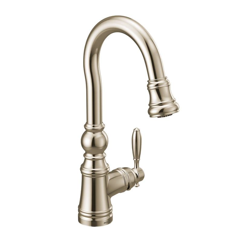 Weymouth Single Handle High Arc Pull Down Sprayer Kitchen Faucet with Power Clean, Polished Nickel H3723