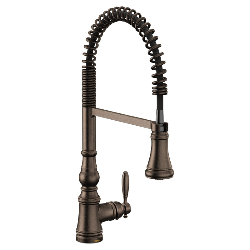 Weymouth Single Handle Pre-Rinse Spring Pull Down Sprayer Kitchen Faucet with Power Boost, Oil Rubbed Bronze X6049