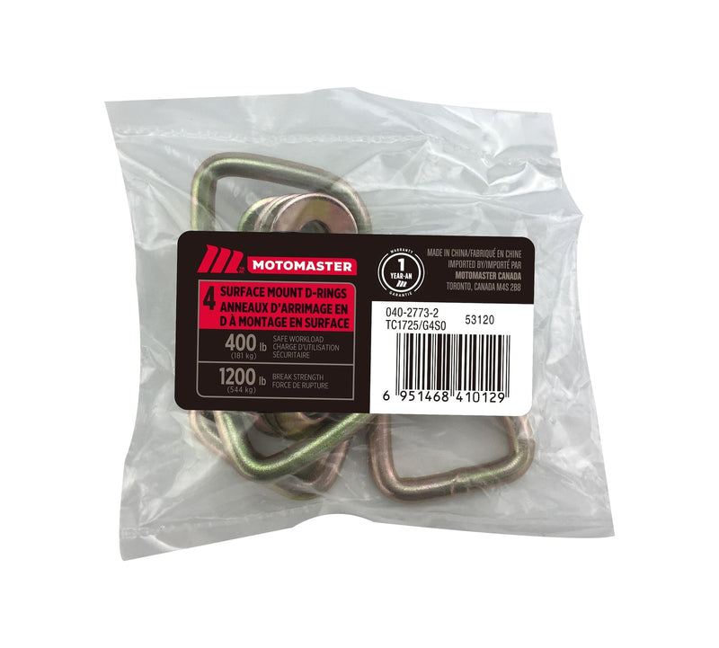 1,200-lb Light Duty D-Ring, Surface Mountable, 4-pk B1400