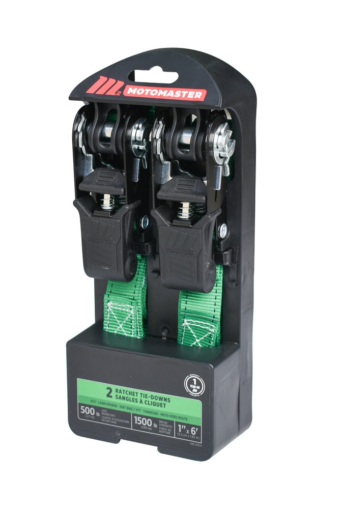 1,500-lb Padded Ratchet Tie Down Straps, Weatherproof, 1-in x 6-ft, 2-pk V8019